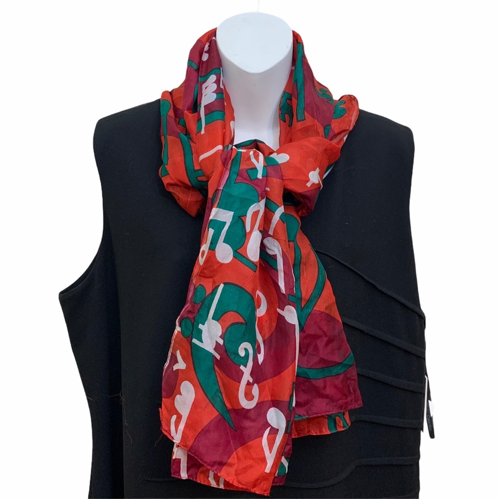 Kooloo Scarf Silk Musical Notes Print Lightweight